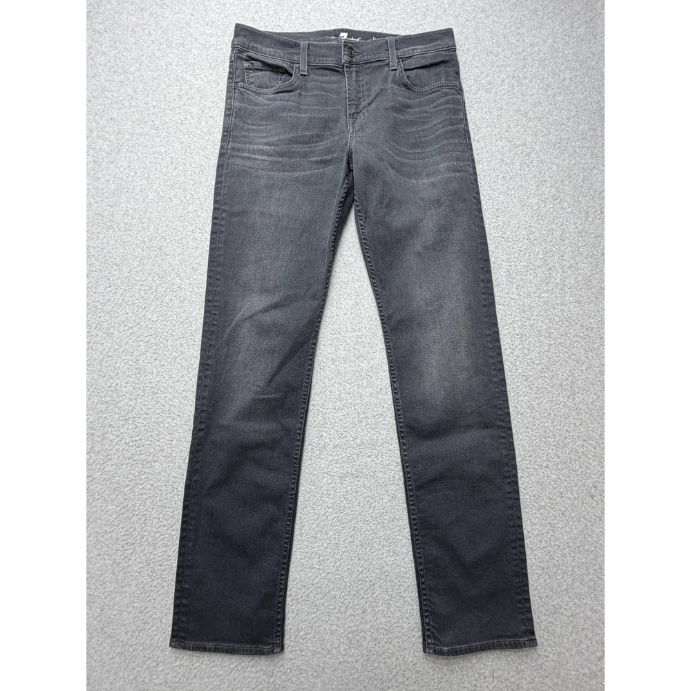 7 For All Mankind Slimmy Jeans Mens 33x32 Gray Straight Leg Stretch‎ Denim Pants